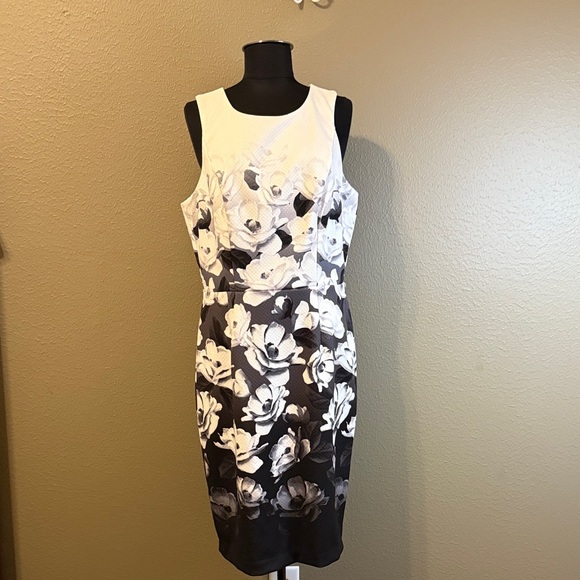 White House Black Market Dresses & Skirts - White House Black Market Monochrome Floral Midi Dress